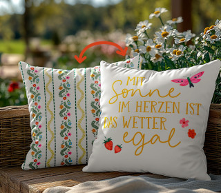 Genähtes Kissen inkl. Frühlingsgruß - Sonne - Mein Hanseherz