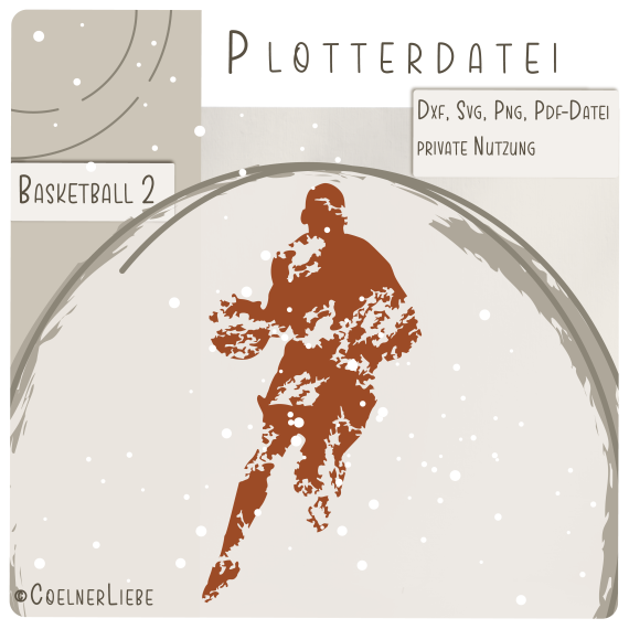 Plotterdatei Basketball Spieler 2, schneller Dribbel-Moment im modernen Grunge-Look