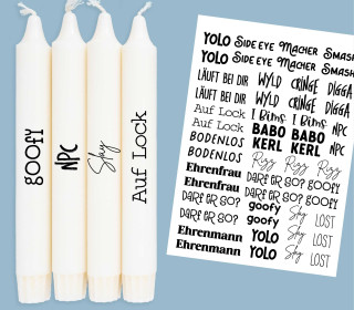 DIN A4 - Tattoofolie - Jugendwörter - für Kerzen / Keramik