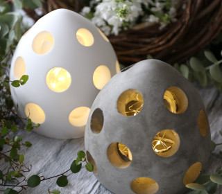 Silikon -  Gießform - Windlicht - Osterei - mit Cutouts - Kreise - Löcher - vielfältig nutzbar