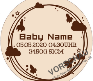 Personalisierbares Holzschild - Geburt 2