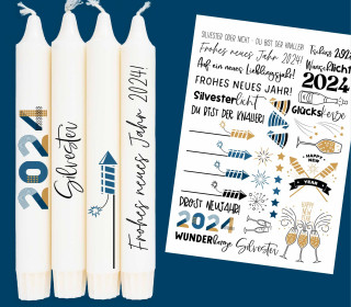 DIN A4 - Tattoofolie - Silvester - Feuerwerk - für Kerzen / Keramik - Weihnachten