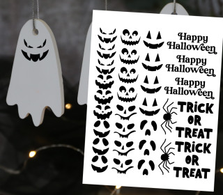 Rub-On Sticker - Gesichter - Gespenst - Trick or Treat - Tante Henni Rub-Ons - vielfältig nutzbar - Halloween