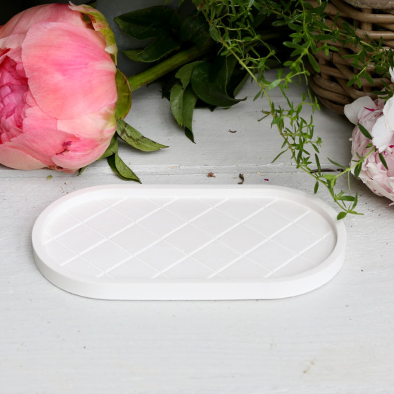 Silikon - Gießform - Dekoteller - Fliesenoptik - Gittermuster - Oval - vielfältig nutzbar