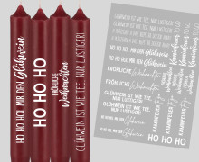 DIN A4 - Tattoofolie - Ho Ho Hol mir den Glühwein - Weiß - für Kerzen / Keramik - Weihnachten