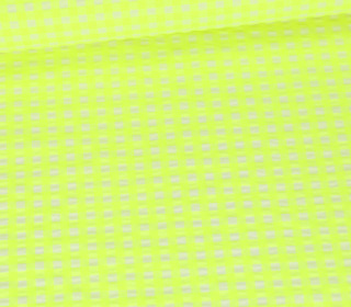 Seersucker - Kariert - Karomuster Klein - Weiß/Neongelb