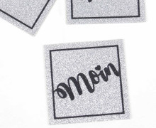 1 XXL GLITZERLABEL - Silber - Moin