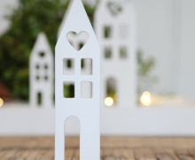 Silikon - Gießform - Stecker Herzliche Häuser für Steckleisten - 4 Fenster & Haustür & Tür - Lichtdeko - Schmal - Haus 2 - mittel - vielfältig nutzbar
