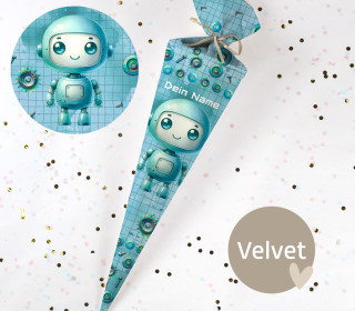 DIY-Nähset Schultüte - Little Cute Robot - Velvet - zum selber Nähen