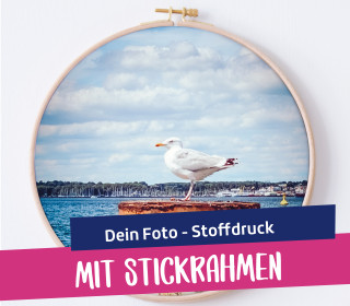 Dein Foto - Stoffdruck - mit Stickrahmen