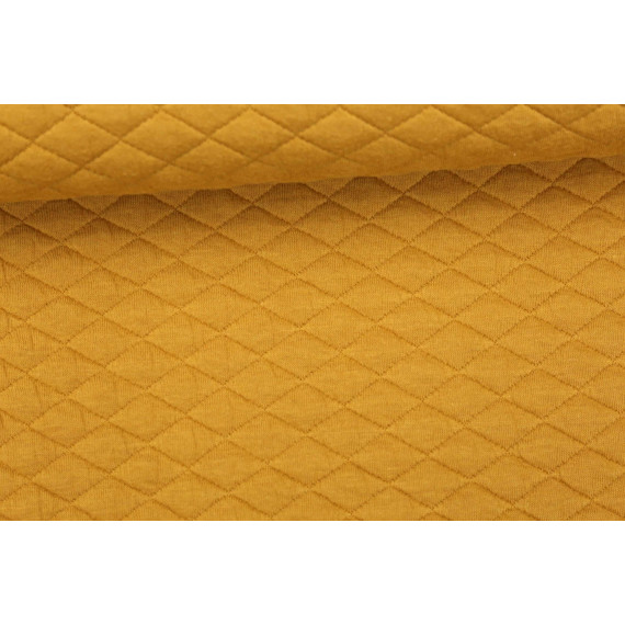 Steppstoff Rauten 25mm Wattiert Senfgelb