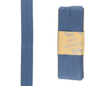 3 Meter Schrägband - Viskose Jersey - Taubenblau - Dehnbar - 2,0cm x 3m - Zugeschnitten
