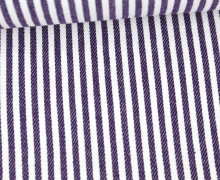 Jeans-Stoff - Schmale Streifen - Gestreift - Nicht Elastisch - Weiß/Lila Dunkel