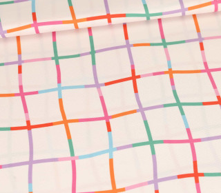 Outdoorstoff - Lieblingsplatz - Buntes Gitter - Creme - abby and amy