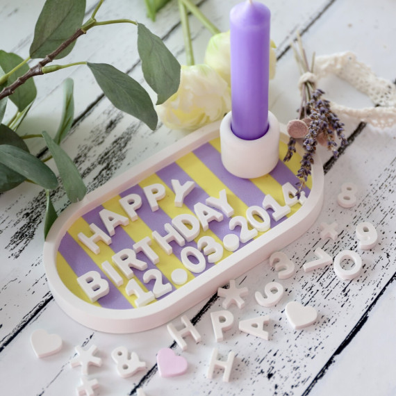 Silikon - Gießform - Matte - Happy Birthday - Zahlen & Sonderzeichen - vielfältig nutzbar