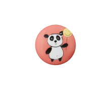 1 Polyesterknopf - Rund - 15mm - Öse - Kinder - Panda - Glanz - Rostorange