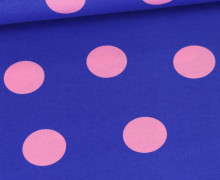 Leichter Flanell - Punkte - Royalblau/Rosa