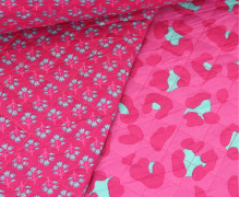 Baumwoll Stepper - Steppstoff - Wattiert - Doubleface - Zweige - Leo - Dunkelrosa/Fuchsia