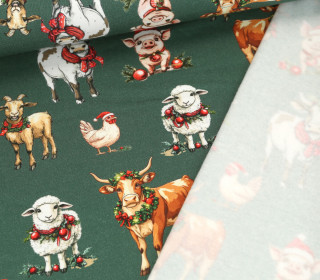 Leichter Kuschelsweat - Weihnachtstierfarm - Dunkelgrün