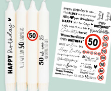 DIN A4 - Tattoofolie - Geburtstag - 50 - für Kerzen / Keramik