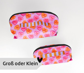 DIY-Nähset - Kosmetiktasche - Binz - Conversation Heart - Flieder - Rosa/Blassorange - Cherry Picking - GRÖSSENAUSWAHL - abby and amy