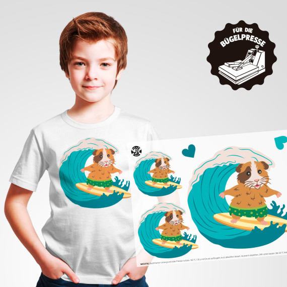 Onkel Bo's Bügelbilder - DIN A4 - Guinea Pigs in Summer - Surfen - Kristina Hölzl - BIG
