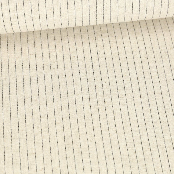 Viskose Leinen - Leinenstoff - Nadelstreifen - Creme Meliert