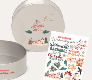 Rub-On Sticker - Mit Liebe gefüllt - für eine Keksdose - Tante Henni Rub-Ons - vielfältig nutzbar