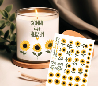 Rub-On Sticker - Sonne im Herzen - Blumen - Tante Henni Rubon - vielfältig nutzbar