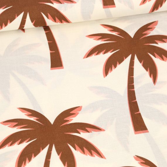 Baumwolle - Webware - Voile - Palm Trees - Warmweiß