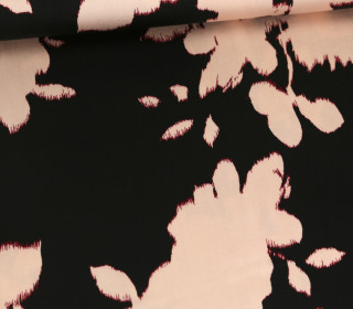 Viskose Satin - Blusenstoff - Abstrakte Blumen - Schwarz