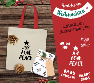 FREEBIE - Sprüche zu Weihnachten - Siebdruck Vorlagen