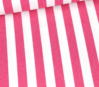 Jeans-Stoff - Breite Streifen - Gestreift - Nicht Elastisch - Weiß/Pink