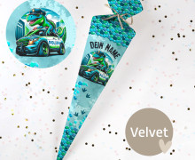 DIY-Nähset Schultüte - Dino Polizei - Velvet - zum selber Nähen - Mix and Match Kombi