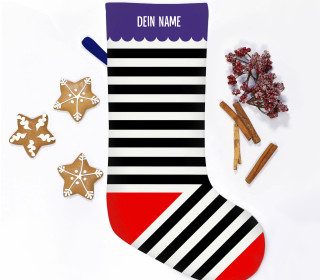 DIY-Nähset - Nikolaussocke - Softshell - Streifen - Schwarz/Weiß - anlukaa