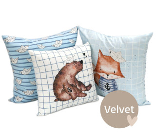 Kissenstoff - DIY - Kissen-Set - Küstenfreunde - Hellblau - Velvet - Treeebird - abby and amy