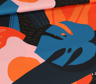 Outdoorstoff - Abstract Bliss - Türkis/Orange - abby and amy