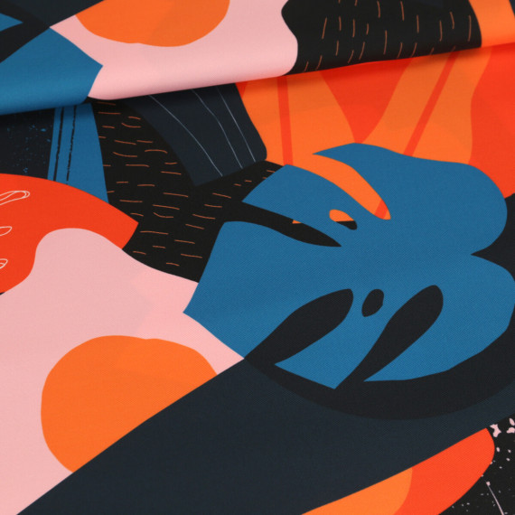 Outdoorstoff - Abstract Bliss - Türkis/Orange - abby and amy
