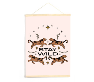 DIY-Stoffposter - Lettering - Stay Wild - Tiger - Rosa