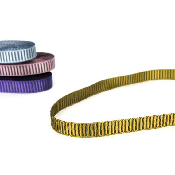 1 Meter Ripsband - 10mm - Glänzend - Streifen - Gold
