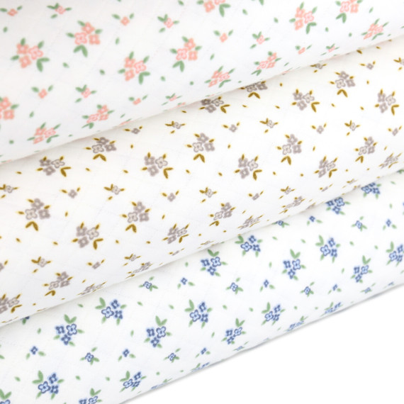 Stepp-Jersey - Rauten - Kleine Blüten - Weiss/Blau
