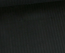 Samt - Chenillegewebe - Dekostoff - Breite Rippen - Polsterstoff - Uni - Schwarz