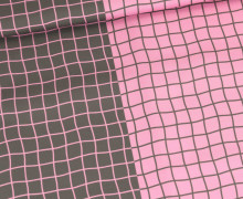 Outdoorstoff - Lieblingsplatz - Buntes Gitter - Braun/Rosa - abby and amy