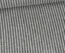 Leinen - Baumwolle - Mischgewebe - Dünne Weiße Streifen - 176g - Melange - Schwarz