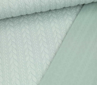 Weicher Jacquard-Sweat - Zopfmuster - Strickoptik - Uni - Lichtgrün Pastell