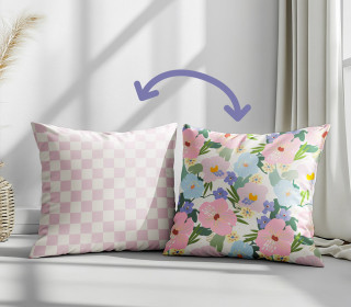 Genähtes Kissen inkl. Inlet - Abstract Flowers -  Karos - Irene Pacha - Mein Hanseherz