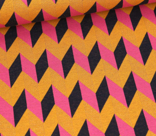 Bio-Jacquard - 3Farb Spezial Jacquard Jersey - Zig Zag - Glory - Glitzer - Maisgelb - Hamburger Liebe