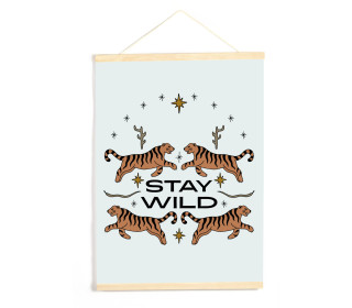 DIY-Stoffposter - Lettering - Stay Wild - Tiger - Hellblau