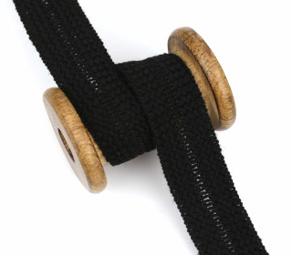 1 Meter Einfassband - Wolltresse - Falztresse - 30mm - Uni - Schwarz