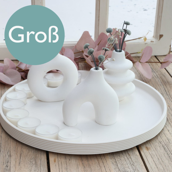 Silikon - Gießform - Dekoteller - Tablett - mit Querstreifen - Groß - vielfältig nutzbar